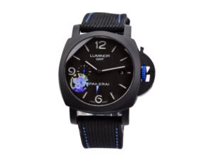 Luminor 1950 44 GMT Automatic ‘Bucherer Blue Label Edition’ DLC Coated Ceramic Case with Black Dial and Blue Accented Hands and Crown (44mm)