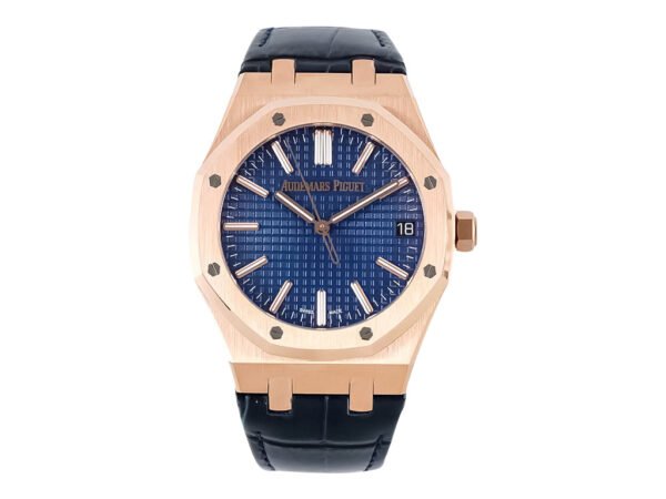 Royal Oak Pink Gold ’50th Anniversary’ with Blue Dial and Leather Strap (41mm)
