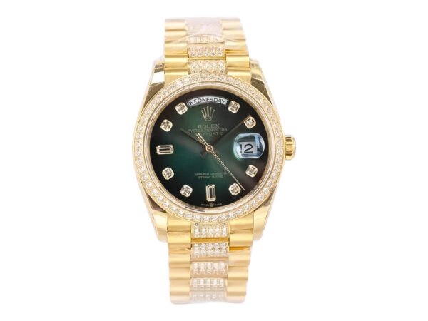 Day-Date 36 Yellow Gold ‘President’ with Diamond Green Ombre Dial and Diamond Bezel