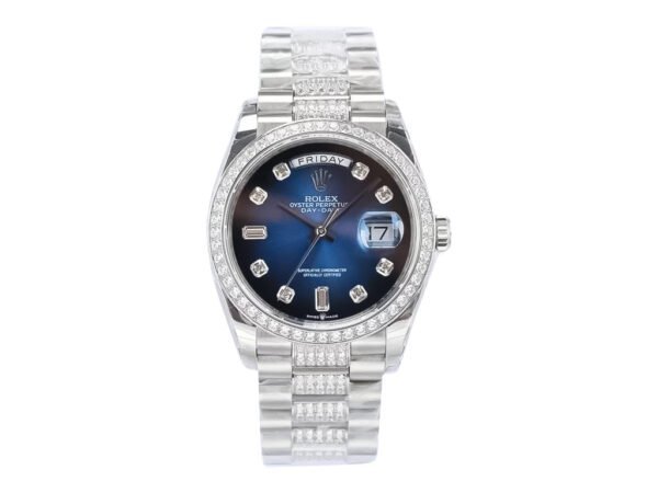 Day-Date 36 Stainless Steel ‘President’ with Diamond Blue Ombre Dial and Diamond Bezel