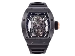 RM 52-01 Skull Black Dial Black / Rose Gold Bezel Black Rubber Strap Tourbillon (50mm)