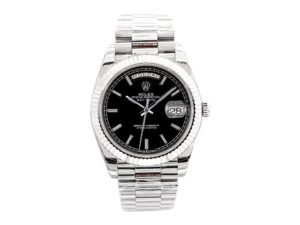 Day-Date 40 White Gold ‘President’ with Black Dial and Fluted Bezel