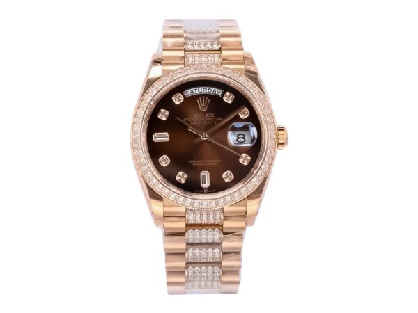 Day-Date 36 Rose Gold ‘President’ with Diamond Chocolate Dial and Diamond Bezel