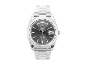 Day-Date 40 White Gold ‘President’ with Grey Dial and Fluted Bezel