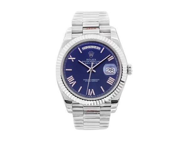 Day-Date 40 White Gold ‘President’ with Blue Dial (Roman Numerals) and Fluted Bezel