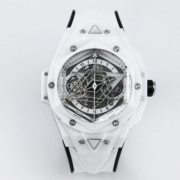Hublot Big Bang Sang Bleu II 45mm 418.HX.2001.RX.MXM2 White Ceramics White Rubber Strap White Skeletonized Dial
