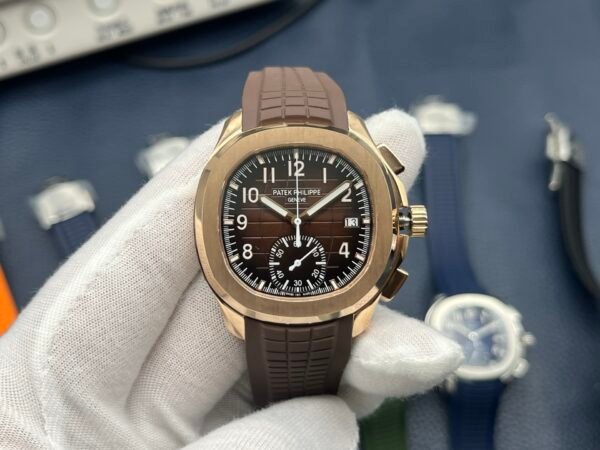 Patek Philippe Aquanaut 5968R-0001 42mm Rose Gold Brown Rubber Strap Arabic Numerals Brown Dial
