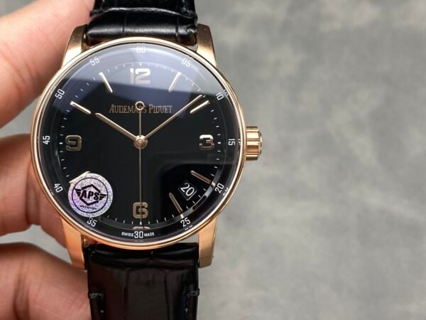 Audemars Piguet Code 11.59 15210OR.OO.A028CR.01 Rose Gold Leather Strap Arabic Numerals Blue Dial