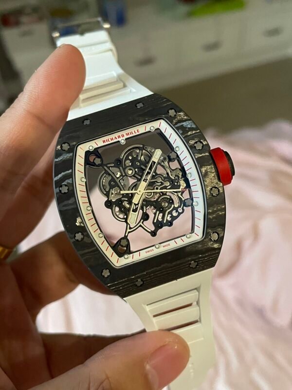 NEW Factory Richard Mille RM055 Bubba Watson 42.7mm Ceramic White Rubber Strap Skeletonized White Dial