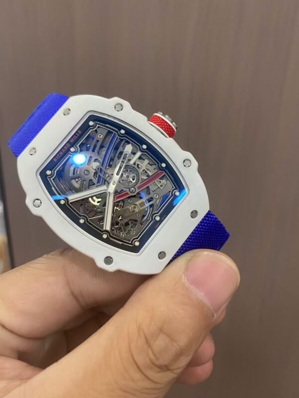 Custom Make Richard Mille RM67-02 38.7mm Ceramics & Carbon Fiber Blue Textile Strap Skeletonized Dial