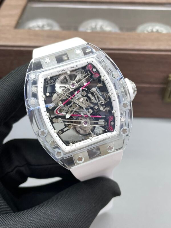 RM Factory Richard Mille RM38-02 43mm Crystal White Rubber Strap Skeletonized White Dial