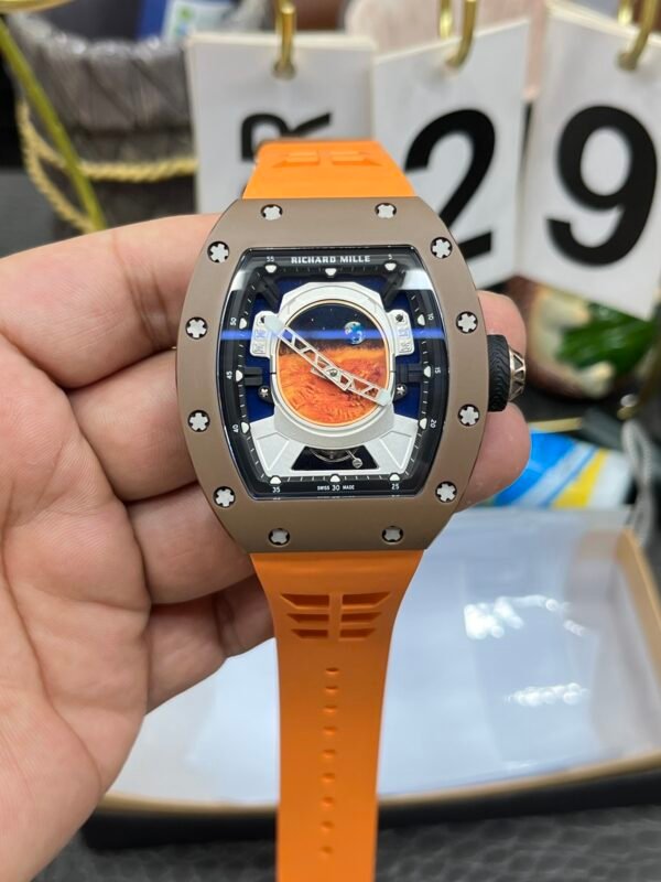 YS Factory Richard Mille RM 052 43mm Carbon Fiber Orange Rubber Strap Skeletonized Dial