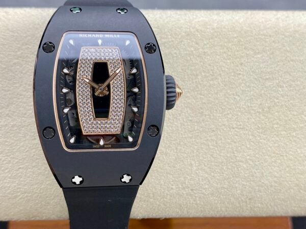 BBA Factory Richard Mille RM07 31.4mm Titanium&Carbon Fiber Black Rubber Strap Skeletonized Black Dial
