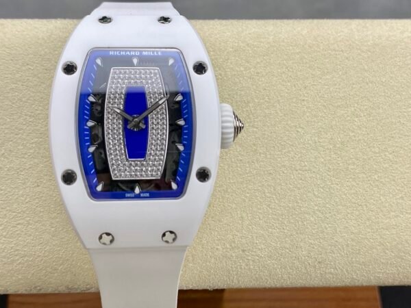 BBA Factory Richard Mille RM07 31.4mm Titanium&Carbon Fiber White Rubber Strap Skeletonized Blue Dial