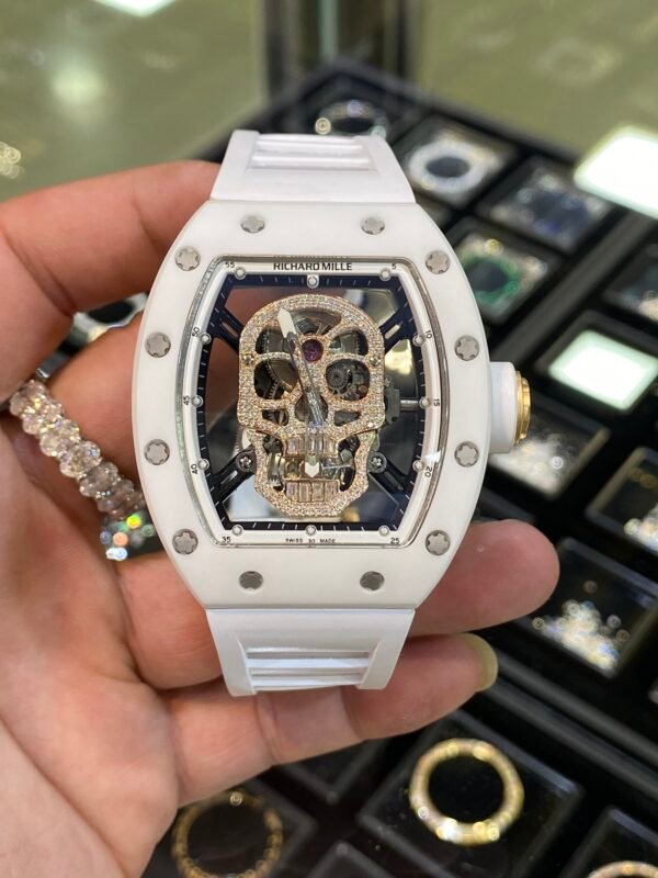 YS Factory Tourbillon Richard Mille Manual Winding RM52-01 44.3mm Black Ceramic Rubber Strap Skeletonized Dial