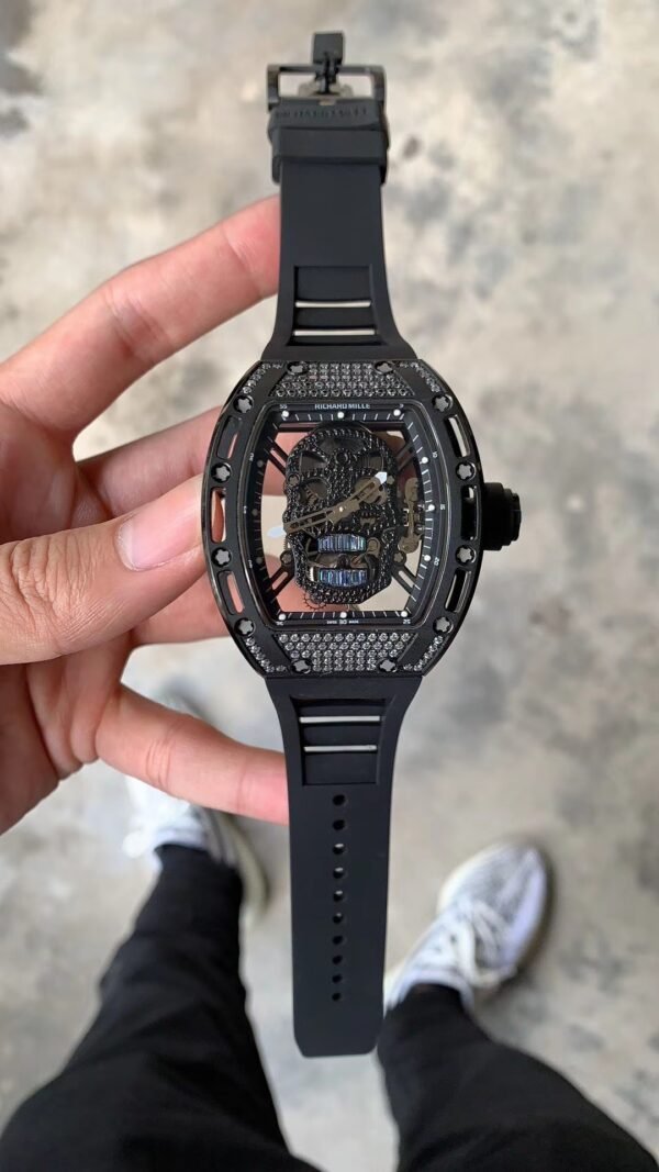 JB Factory Richard Mille Skull 44.3mm，Titanium Black Rubber Strap Skeletonized Black Dial