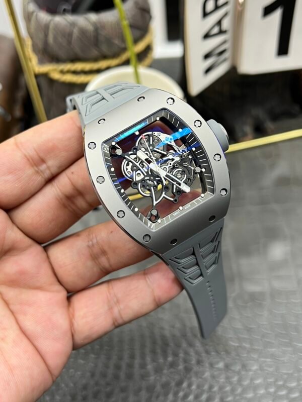 ZF Factory Richard Mille RM 055 42.7mm Full Grey Ceramic Rubber Strap Skeletonized Grey Dial